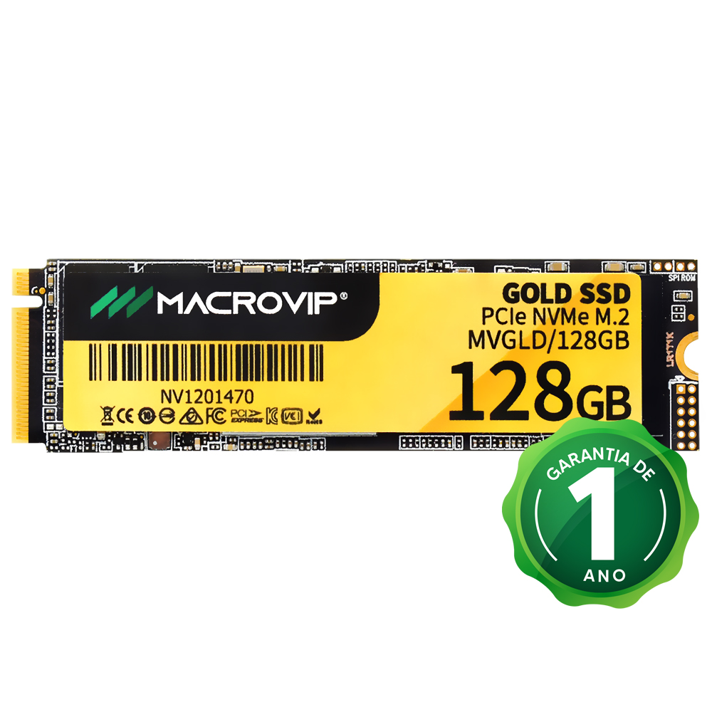 SSD Macrovip M.2 128GB Gold NVMe - MVGLD/128GB