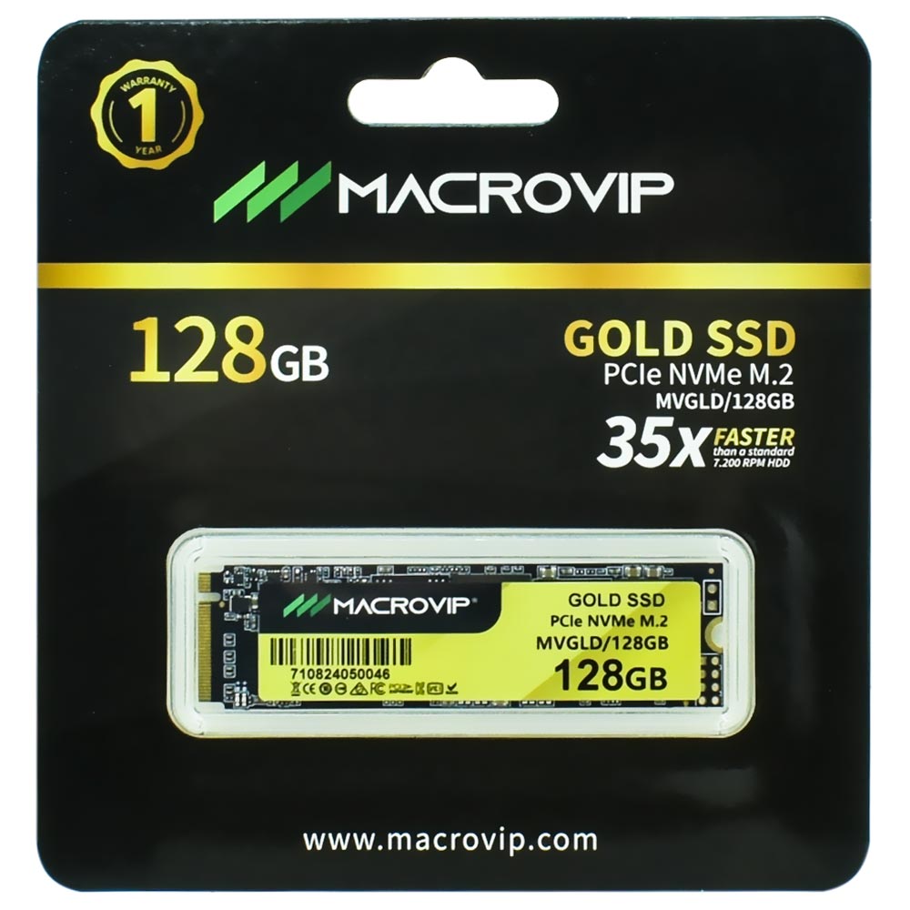 SSD Macrovip M.2 128GB Gold NVMe - MVGLD/128GB