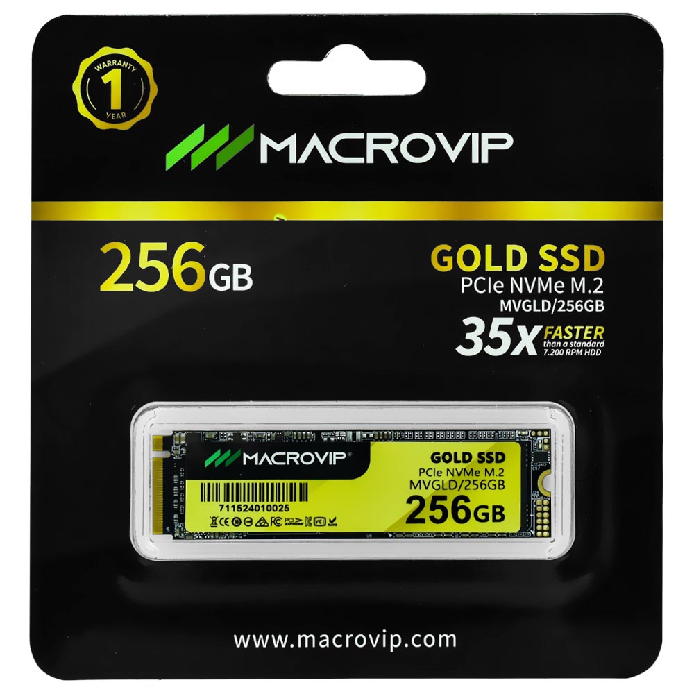 SSD Macrovip M.2 256GB Gold NVMe - MVGLD/256GB