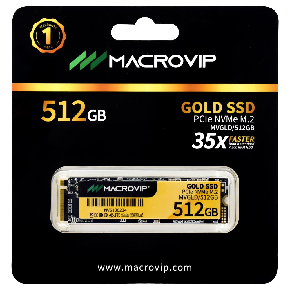 SSD Macrovip M.2 512GB Gold NVMe - MVGLD/512GB