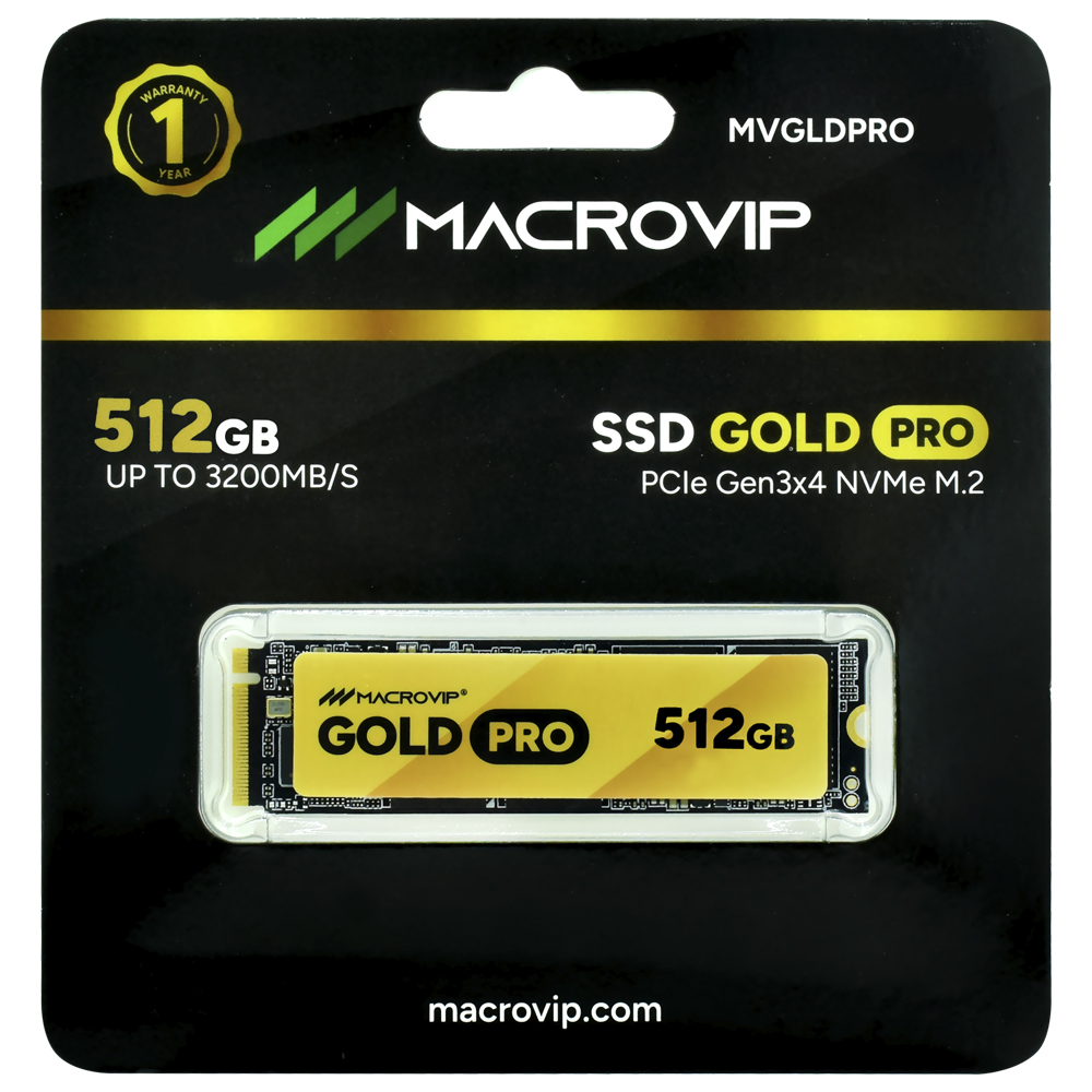 SSD Macrovip M.2 512GB Gold Pro NVMe - MVGLDPRO/512GB