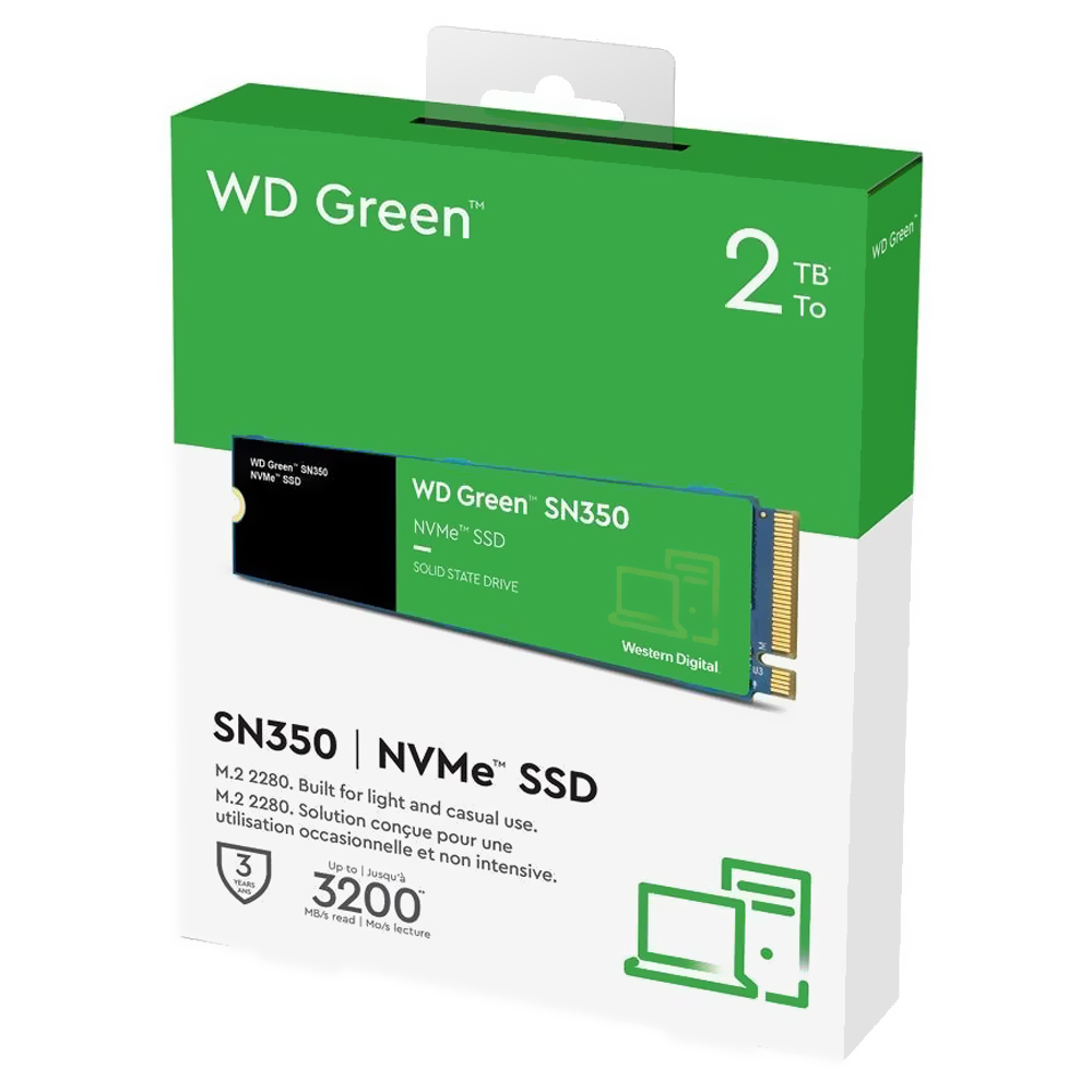 SSD Western Digital M.2 2TB SN350 Green NVMe - WDS200T3G0C