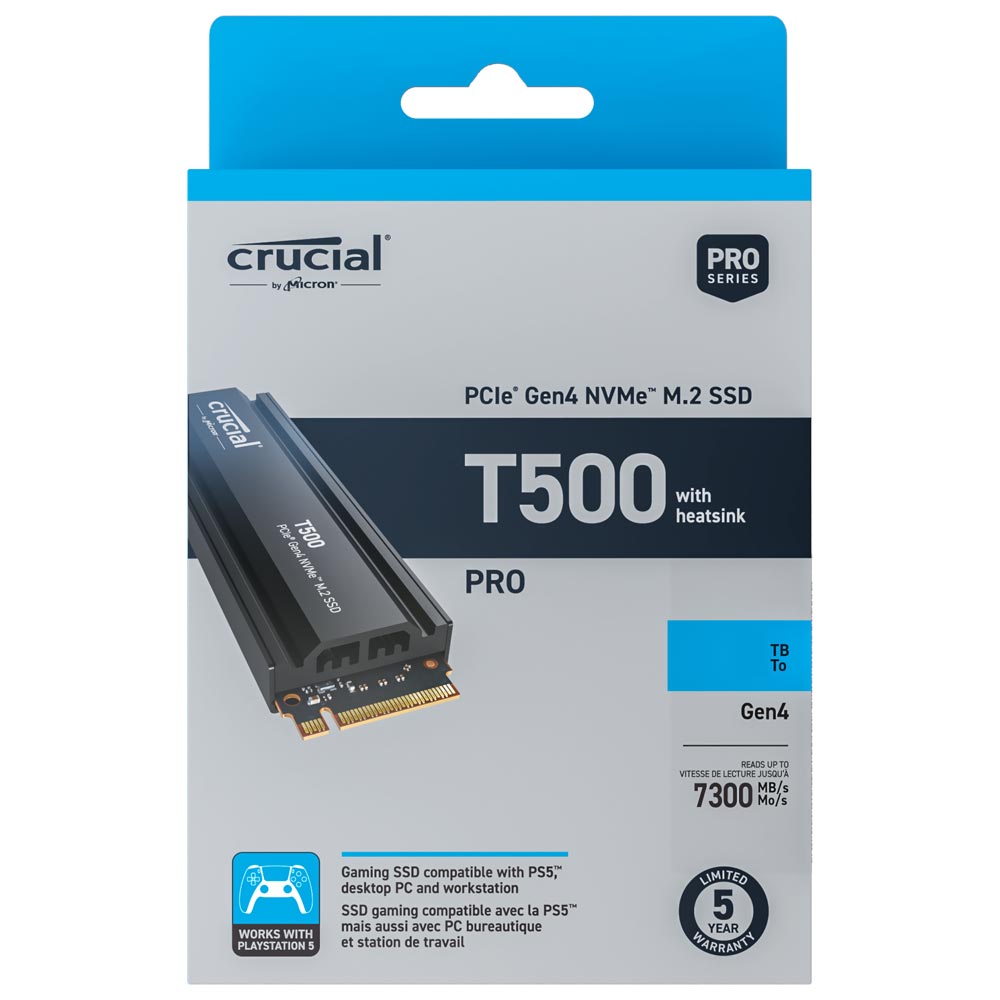 SSD Crucial M.2 1TB T500 Pro NVMe - CT1000T500SSD5