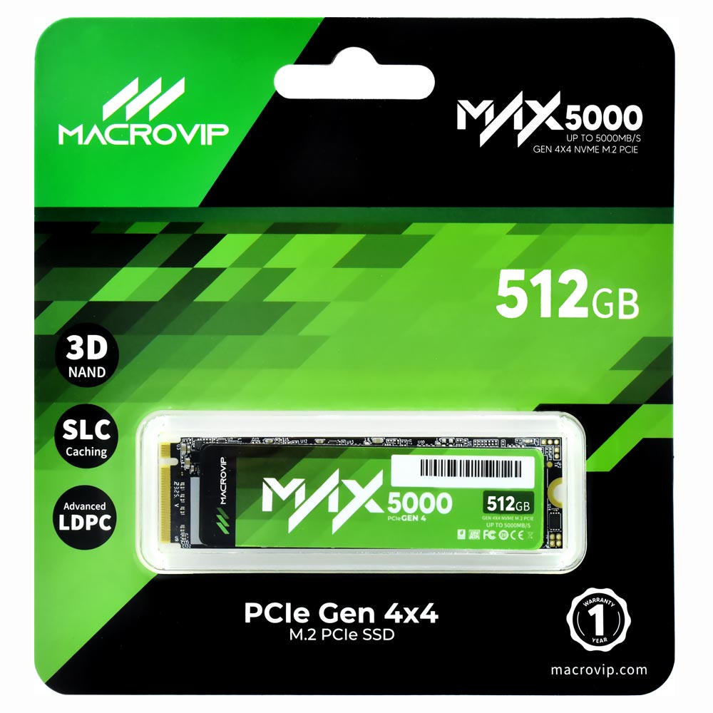 SSD Macrovip M.2 512GB MAX5000 NVMe - MVDMAX5/512GB