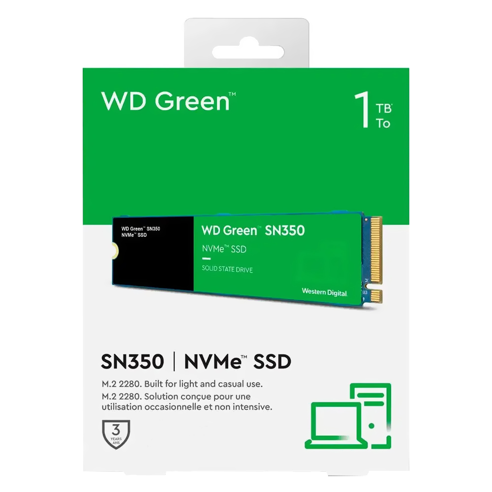 SSD Western Digital M.2 1TB SN350 Green NVMe - WDS100T2G0C