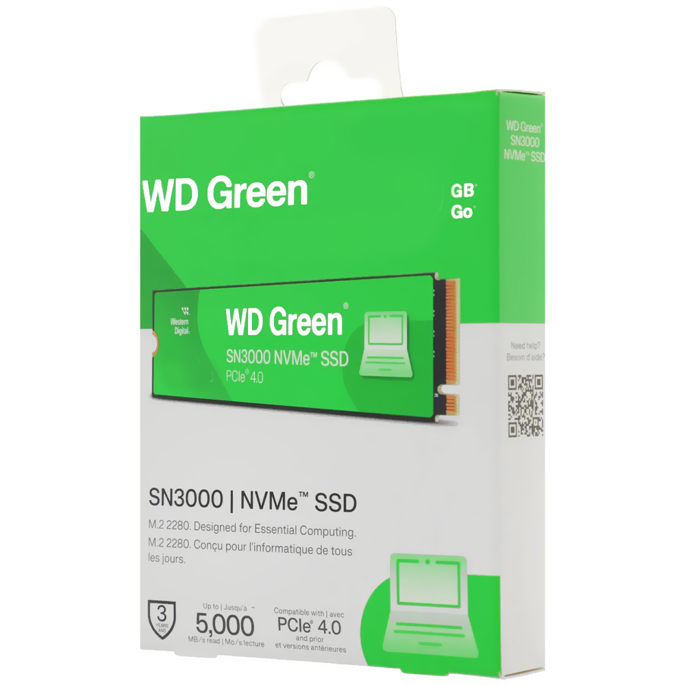 SSD Western Digital M.2 1TB Western Green SN3000 NVMe - WDS100T4G0E