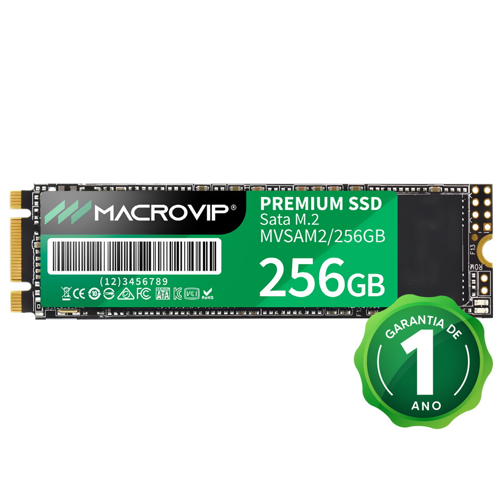 SSD Macrovip M.2 256GB SATA 3 - MVSAM2/256GB no Paraguai - Visão