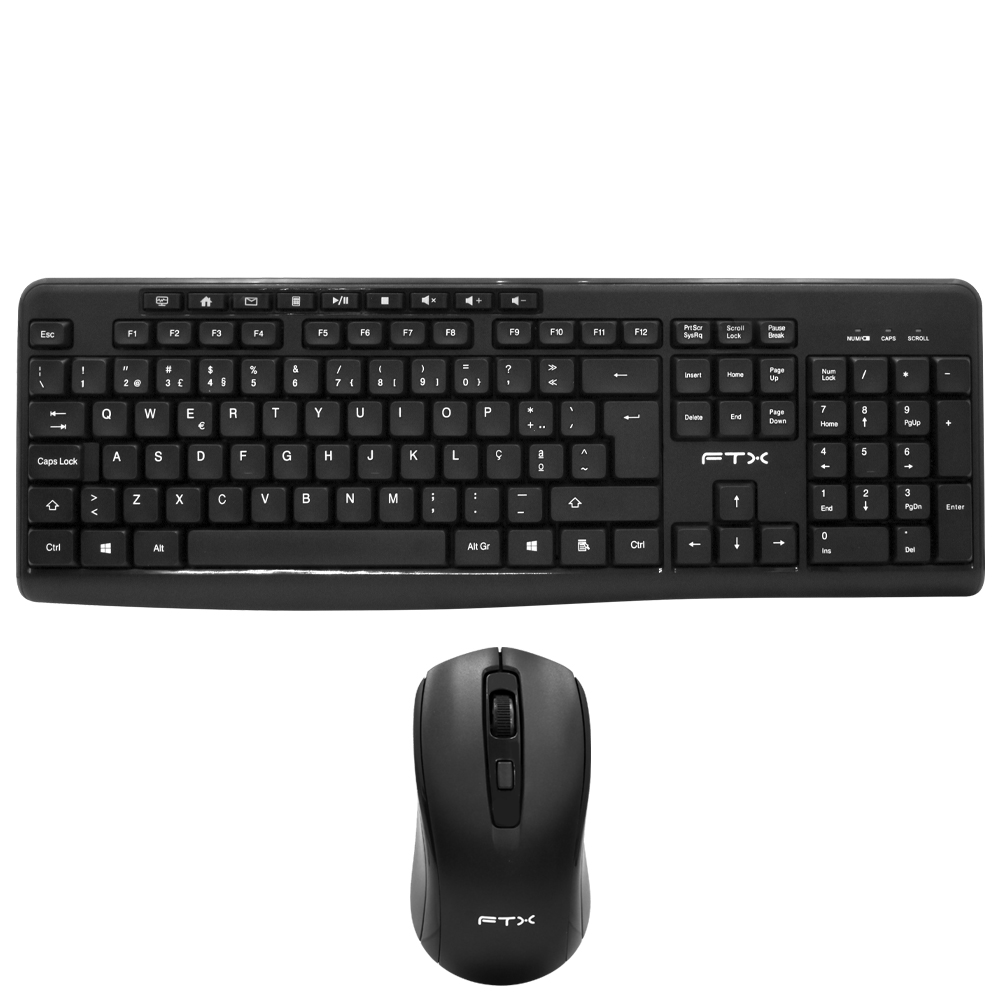 Teclado + Mouse FTX GK300 Wireless / Português - Preto