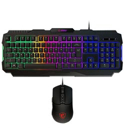 Teclado + Mouse Gamer MSI Forge GK100 Combo RGB USB / Inglês - Preto