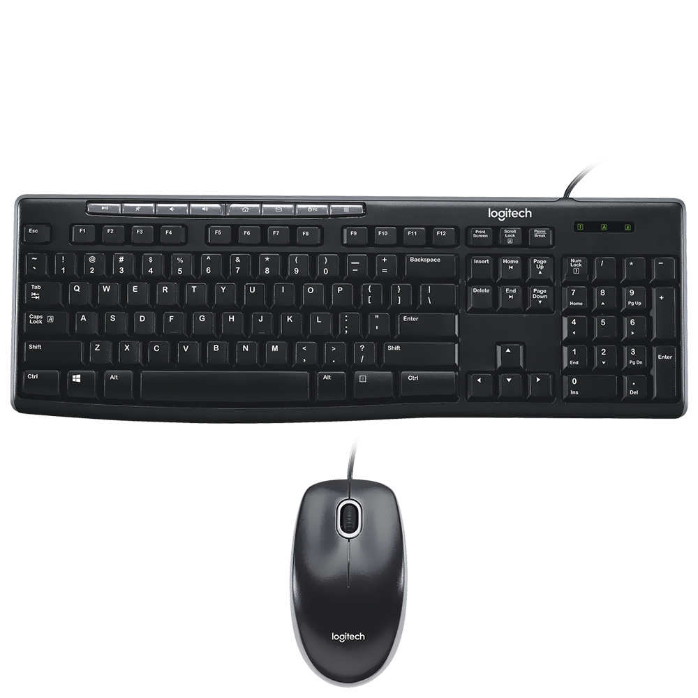 Teclado + Mouse Logitech MK200 USB / Inglês - Preto (920-002714)