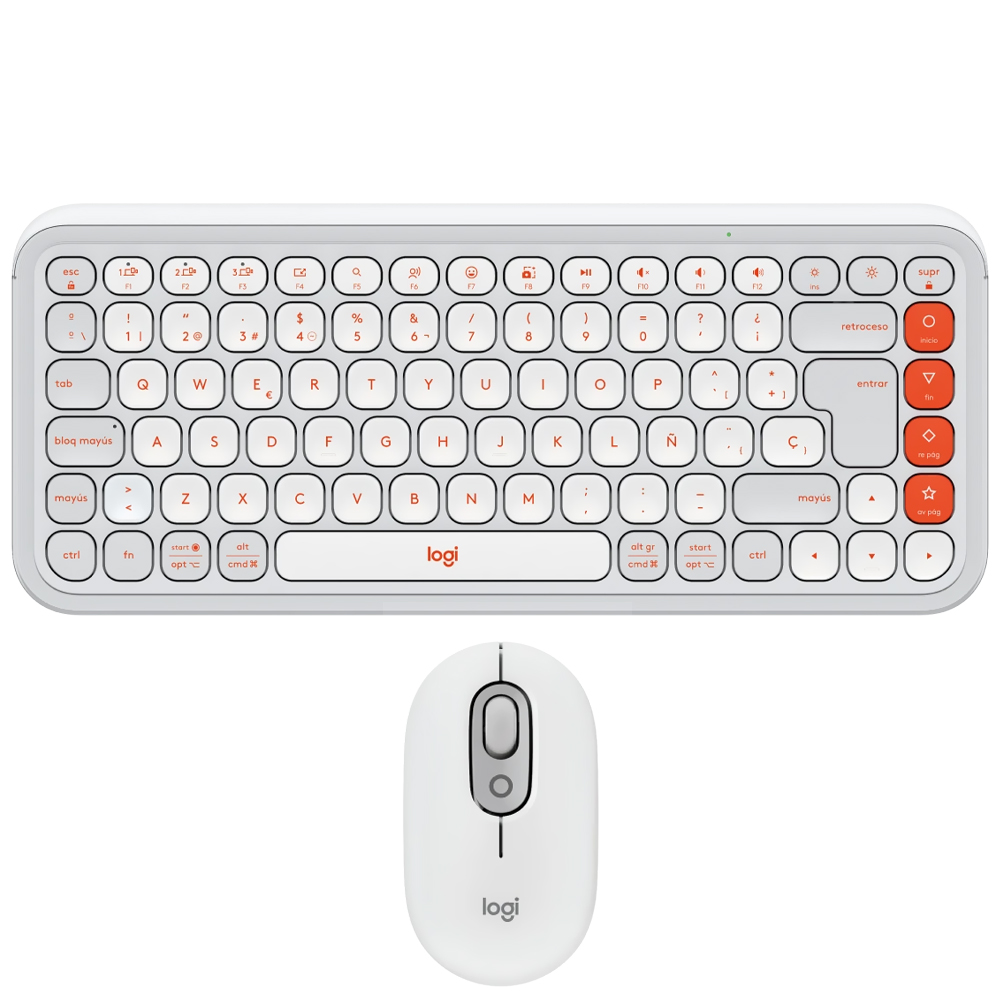 Teclado + Mouse Logitech Pop Icon Combo Bluetooth / Espanhol - Branco (920-013055)