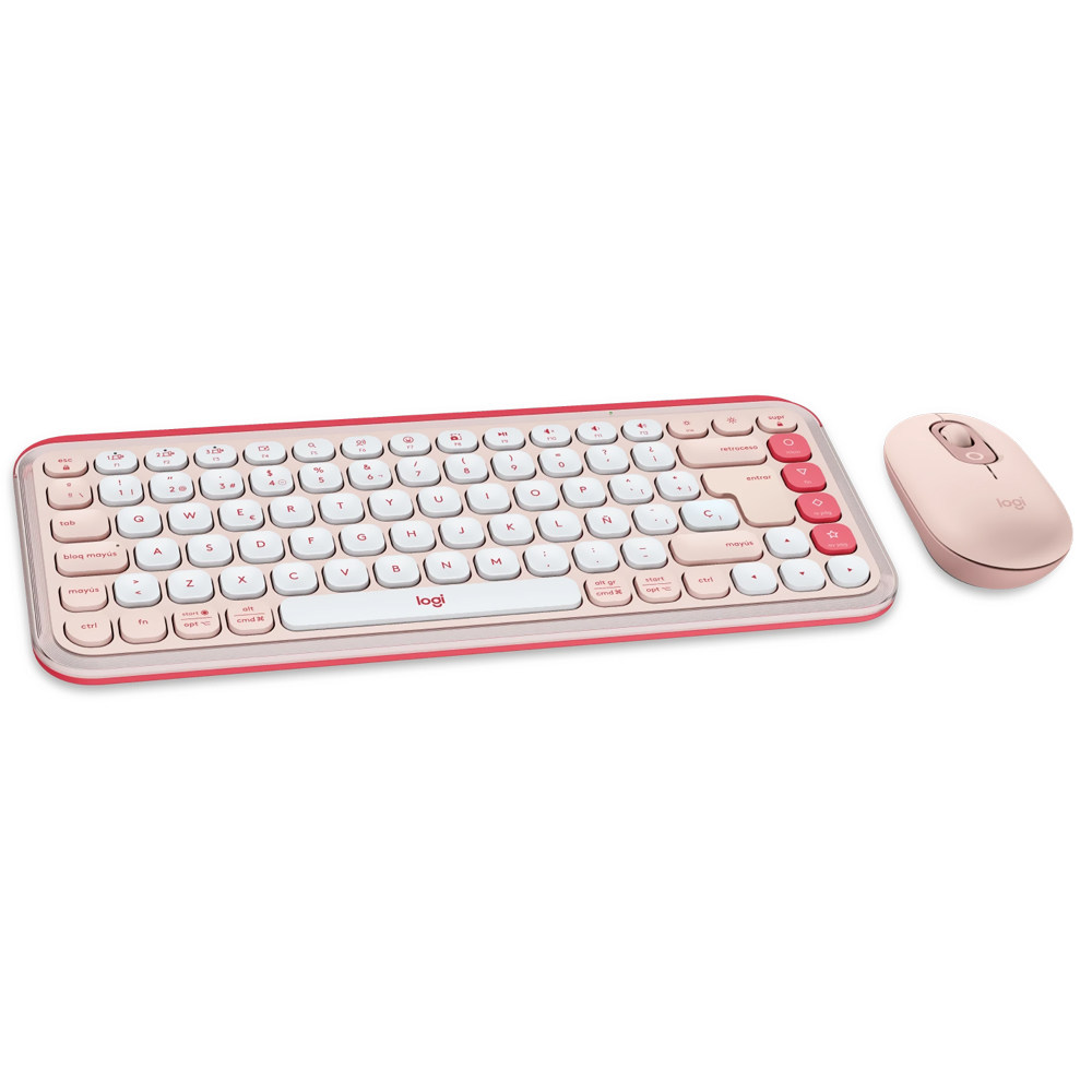 Teclado + Mouse Logitech Pop Icon Combo Bluetooth / Espanhol - Rosa (920-013053)