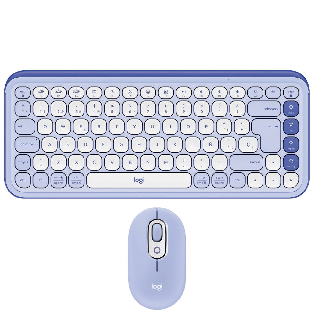 Teclado + Mouse Logitech Pop Icon Combo Bluetooth / Espanhol - Roxo (920-013054)