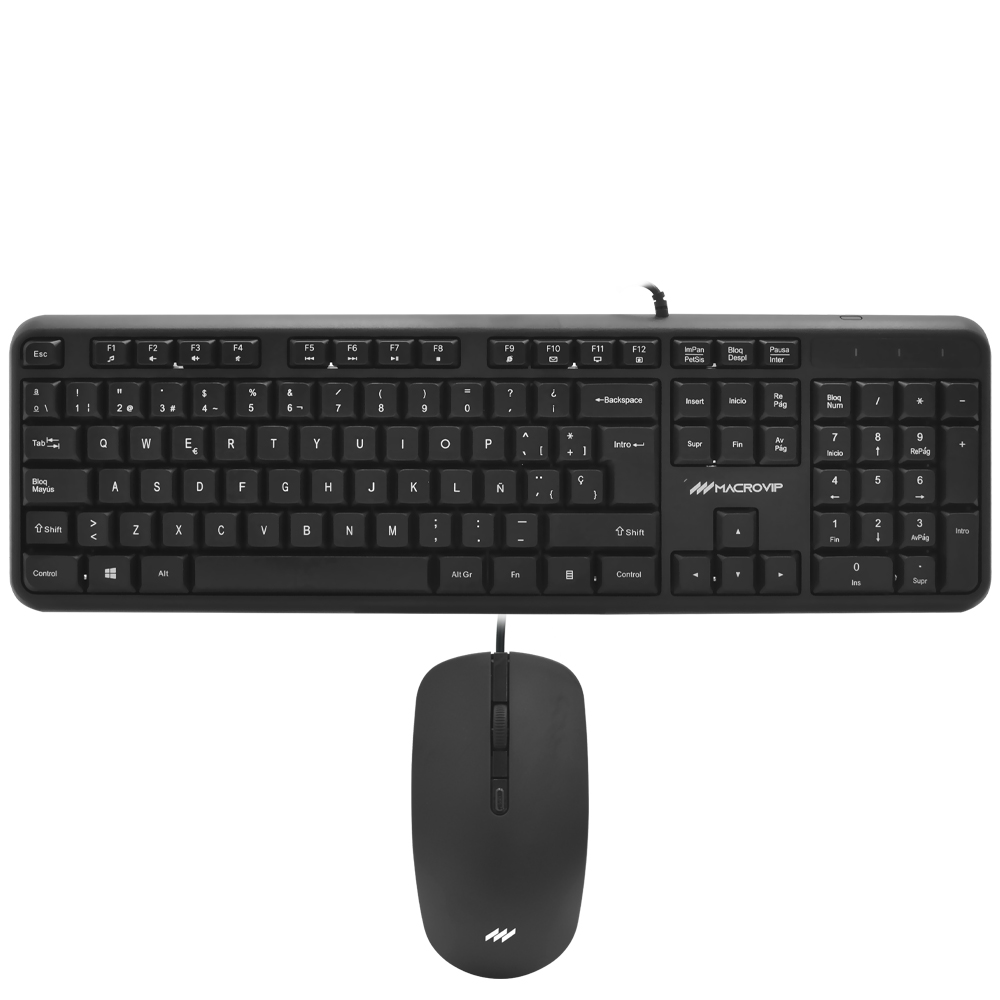 Teclado + Mouse Macrovip MV-MK200UB-SP USB / Espanhol - Preto