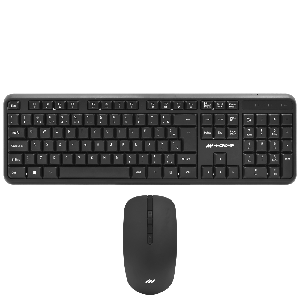 Teclado + Mouse Macrovip MV-MK200WB-BR Wireless / Português - Preto
