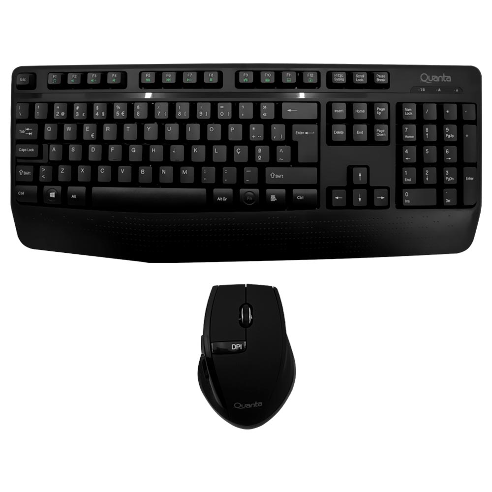 Teclado + Mouse Quanta QTKTM12 Wireless / Português - Preto