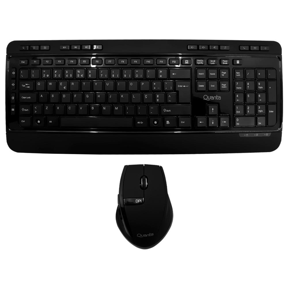 Teclado + Mouse Quanta QTKTM1600 Wireless /  Português - Preto