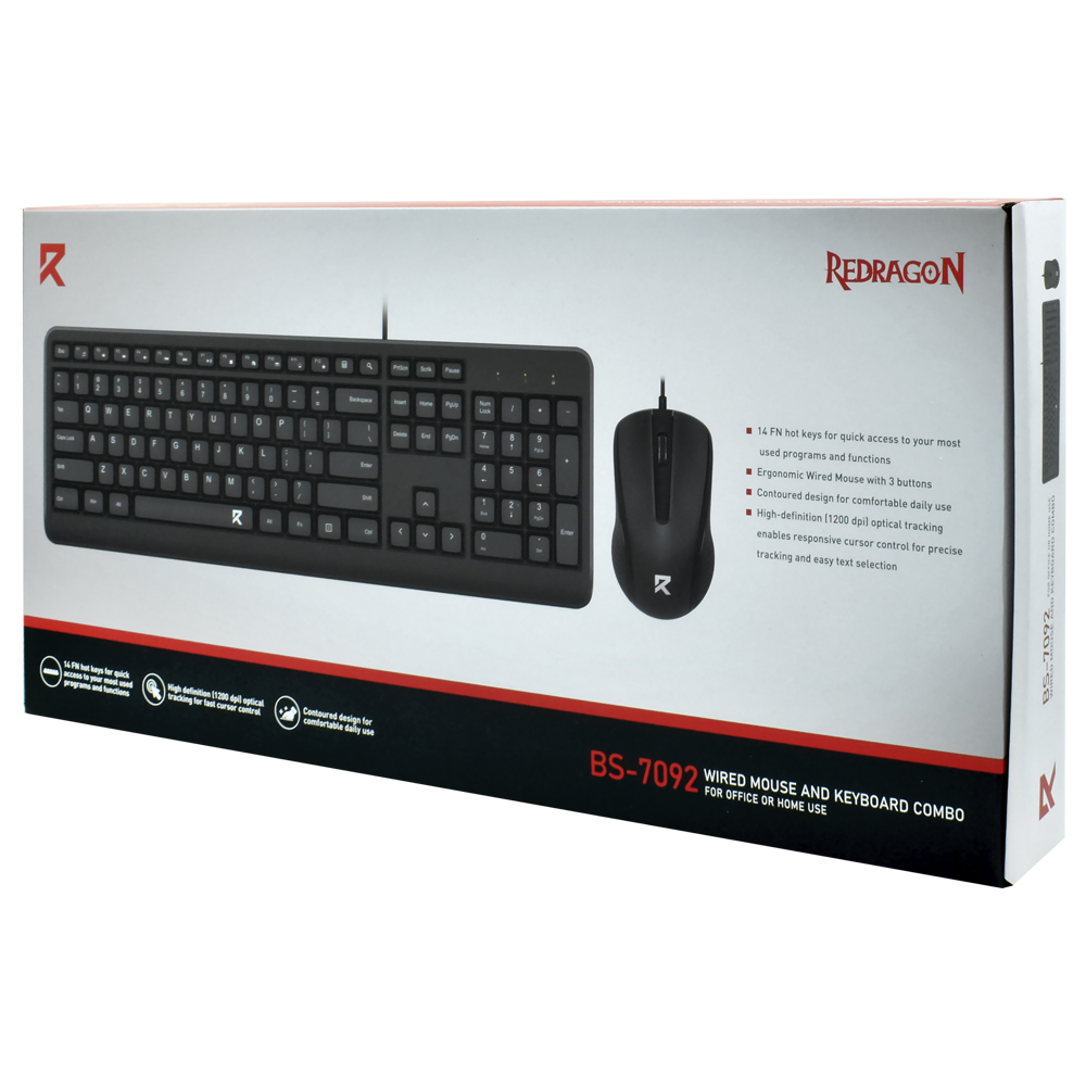 Teclado + Mouse Redragon BS-7092 USB / Inglês - Preto