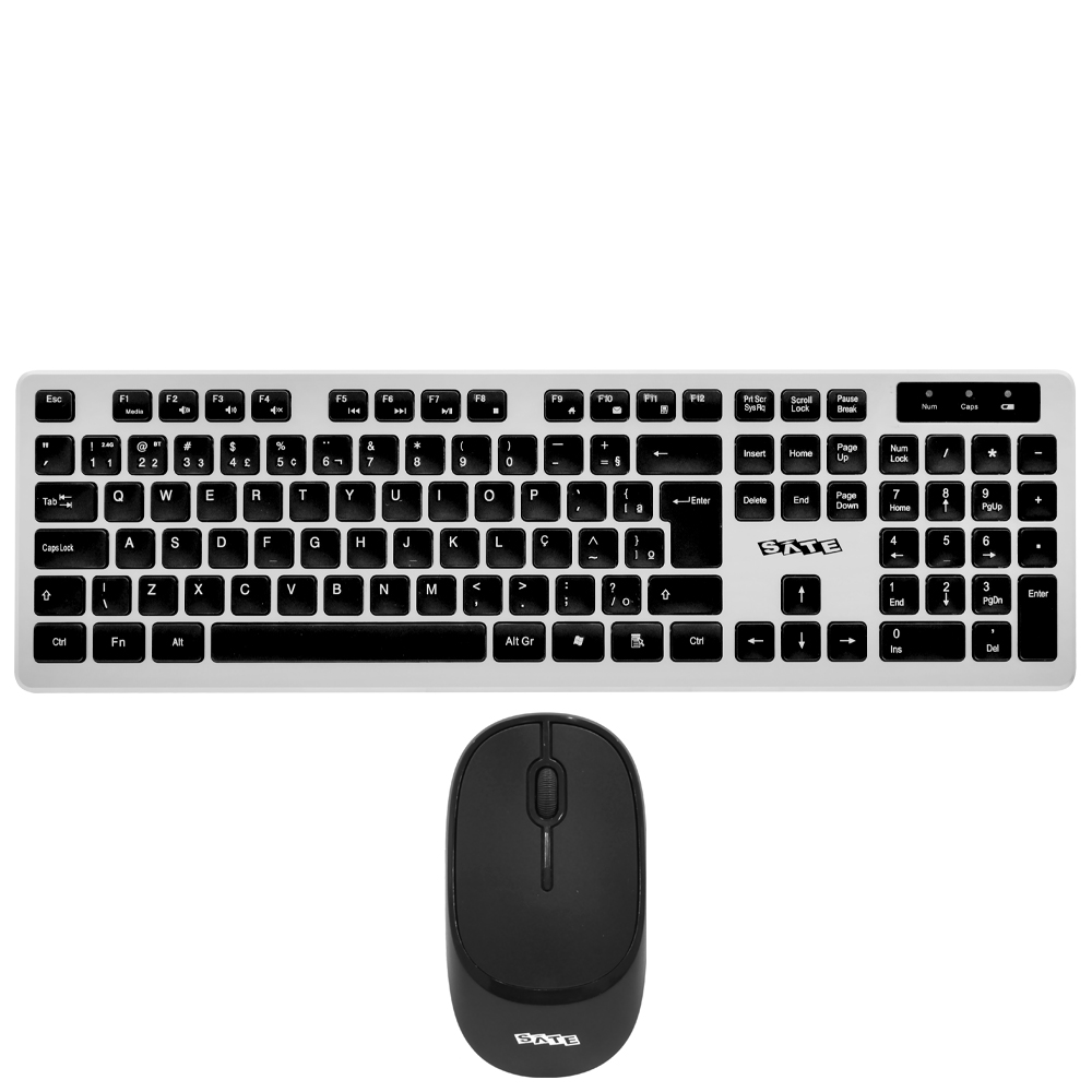 Teclado + Mouse Satellite AK-761G Wireless / Português - Preto / Prata