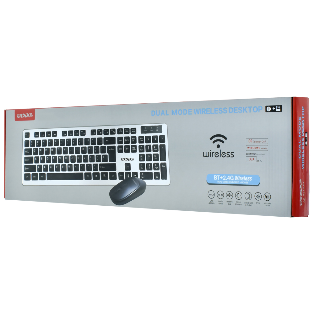 Teclado + Mouse Satellite AK-762G Wireless / Espanhol - Preto / Prata