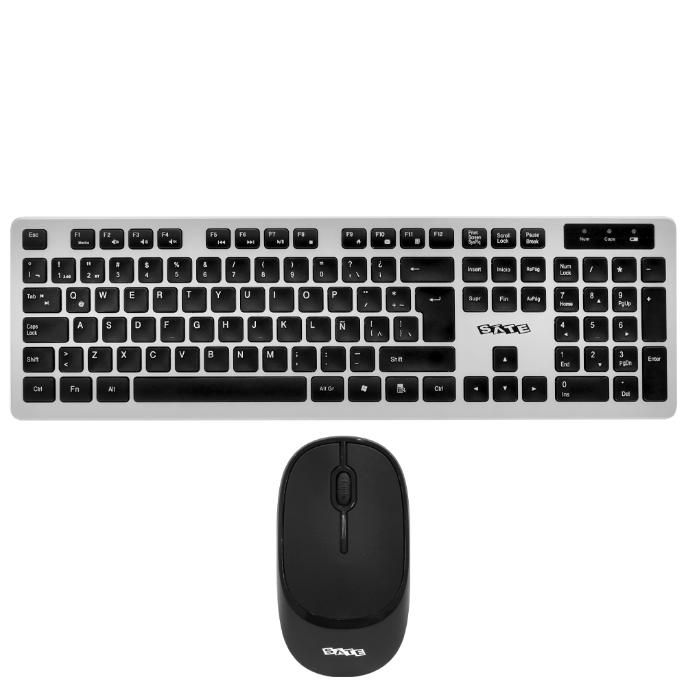 Teclado + Mouse Satellite AK-762G Wireless / Espanhol - Preto / Prata