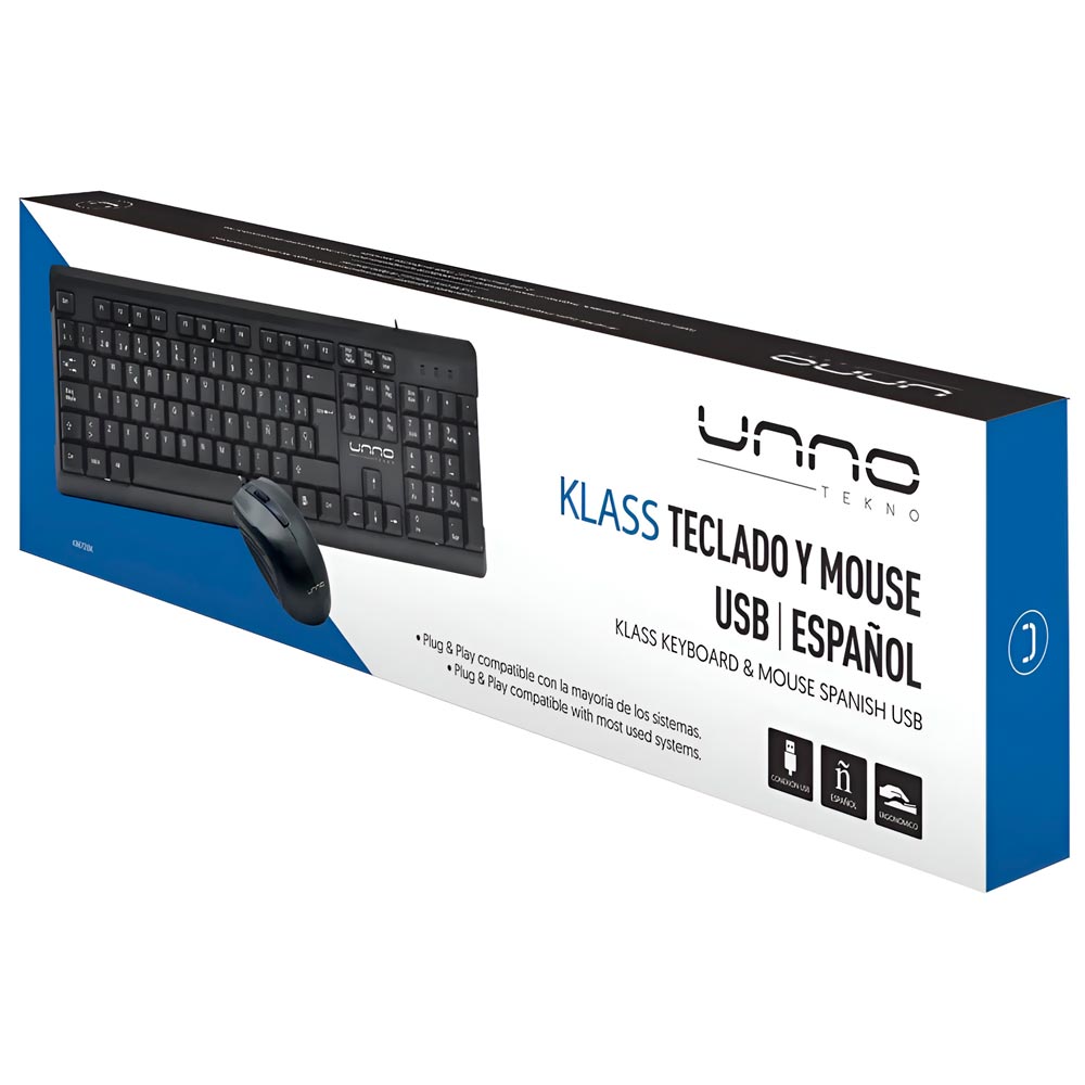 Teclado + Mouse Unno Tekno Klass KB6721BK USB / Espanhol - Preto