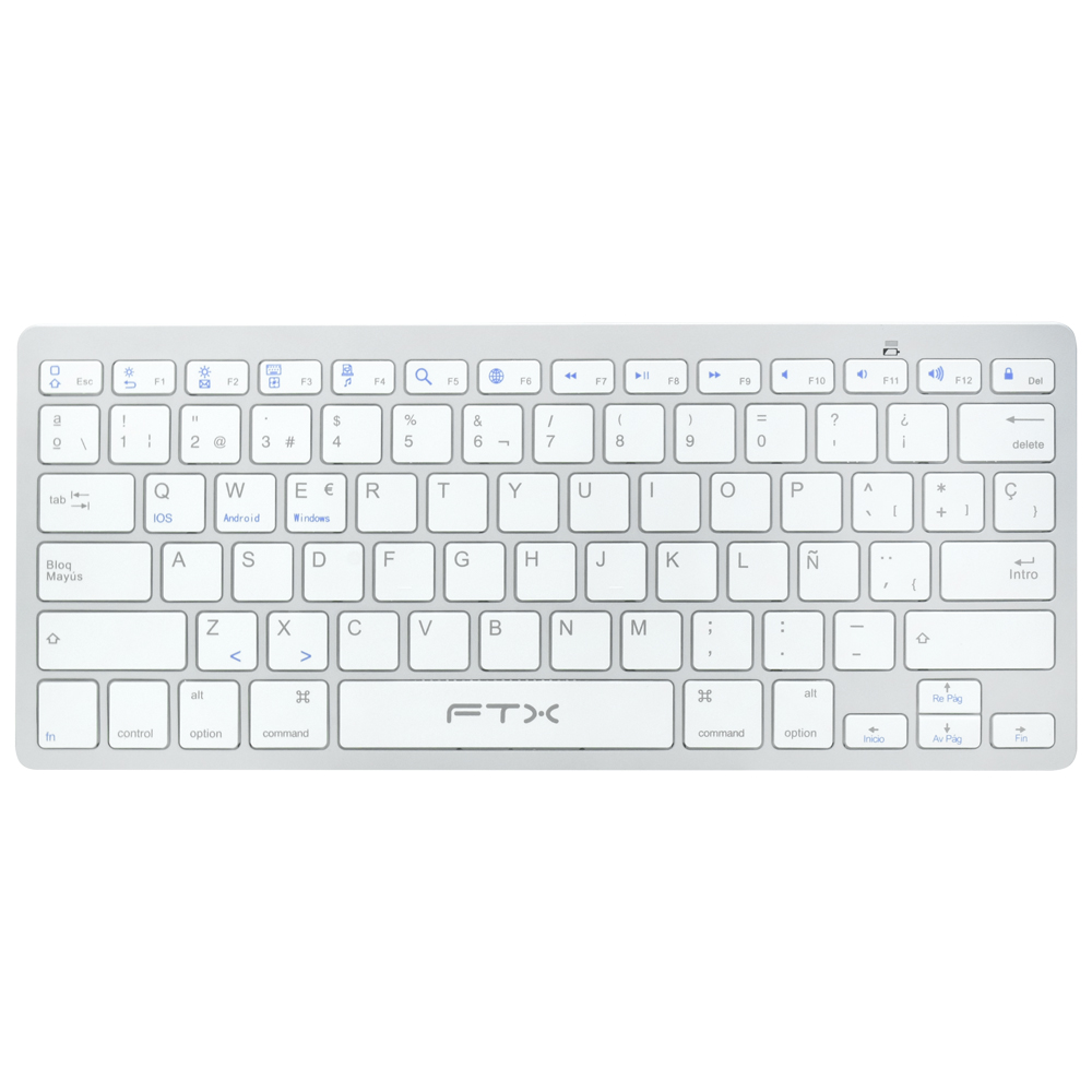 Teclado FTX FTXB1000 Bluetooth / Espanhol - Branco / Prata