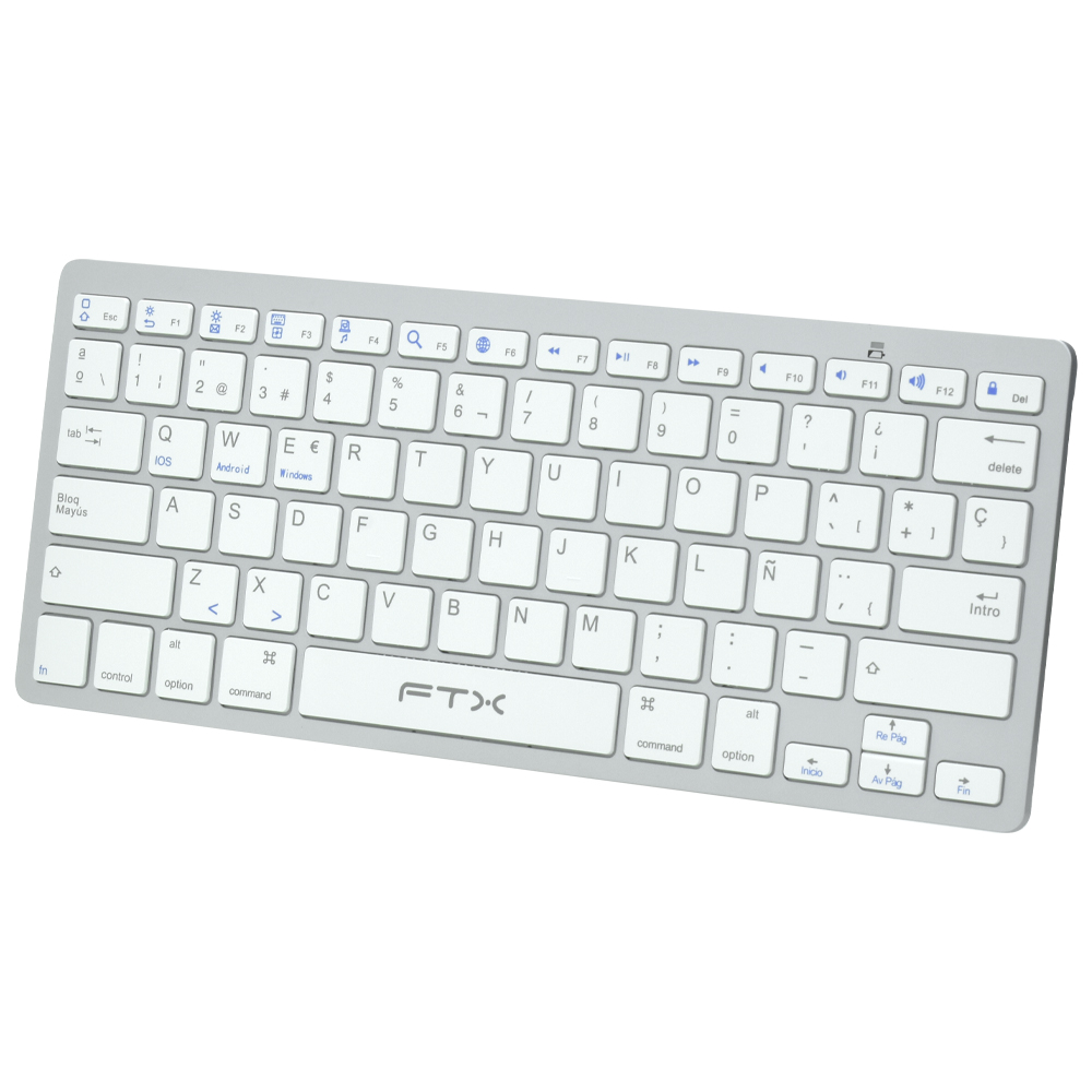 Teclado FTX FTXB1000 Bluetooth / Espanhol - Branco / Prata