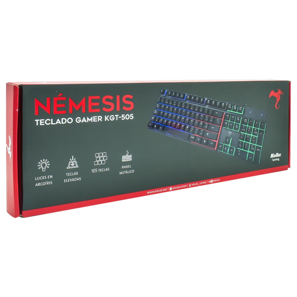 Teclado Gamer Kolke KGT-505 Nemesis USB / RGB / Espanhol - Preto