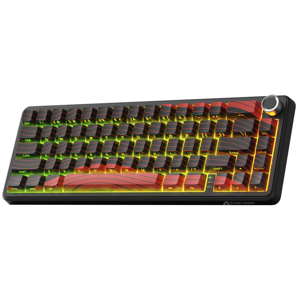Teclado Gamer Magnético Attack Shark X65PRO He 8K Wireless / RGB / Inglês - Preto / Vermelho