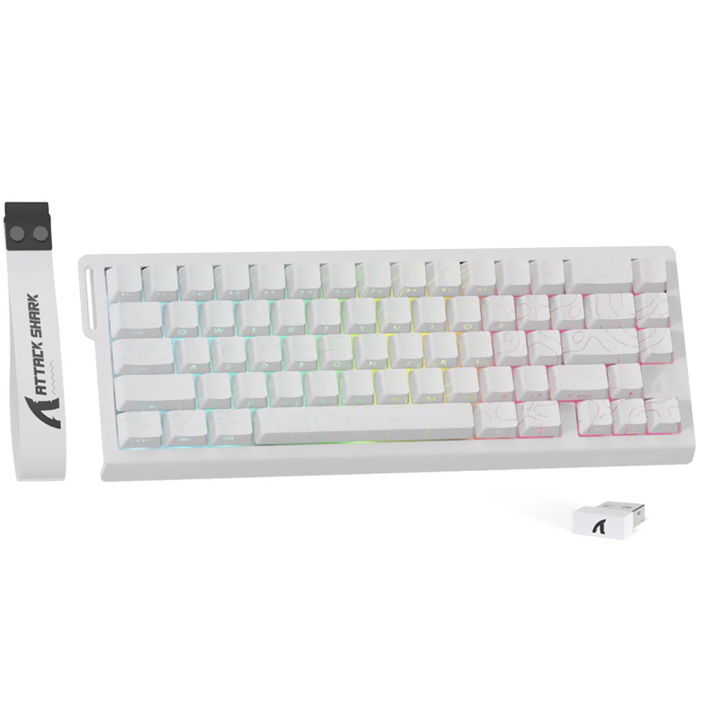 Teclado Gamer Magnético Attack Shark X68PRO He Wireless / RGB / Inglês - Branco