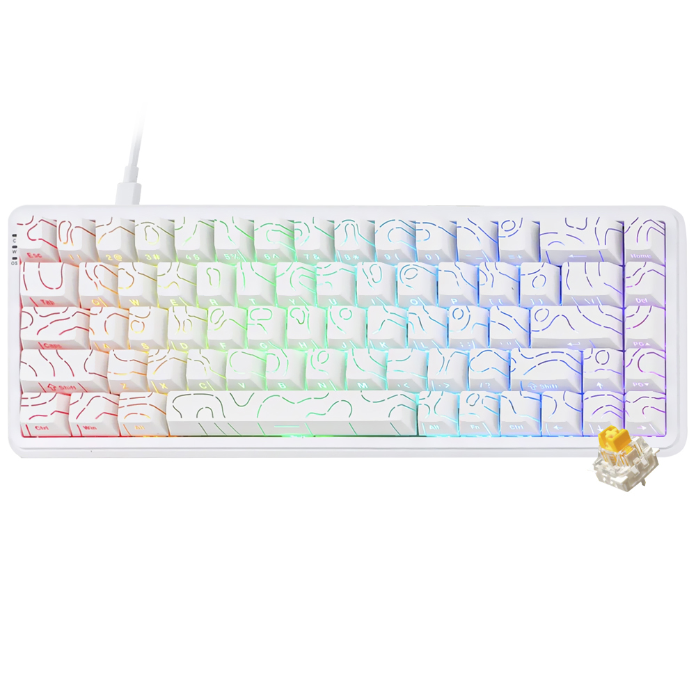 Teclado Gamer Mecânico Ajazz AK680 Max Nacodexx Mini USB / RGB / Inglês - Branco (984709)