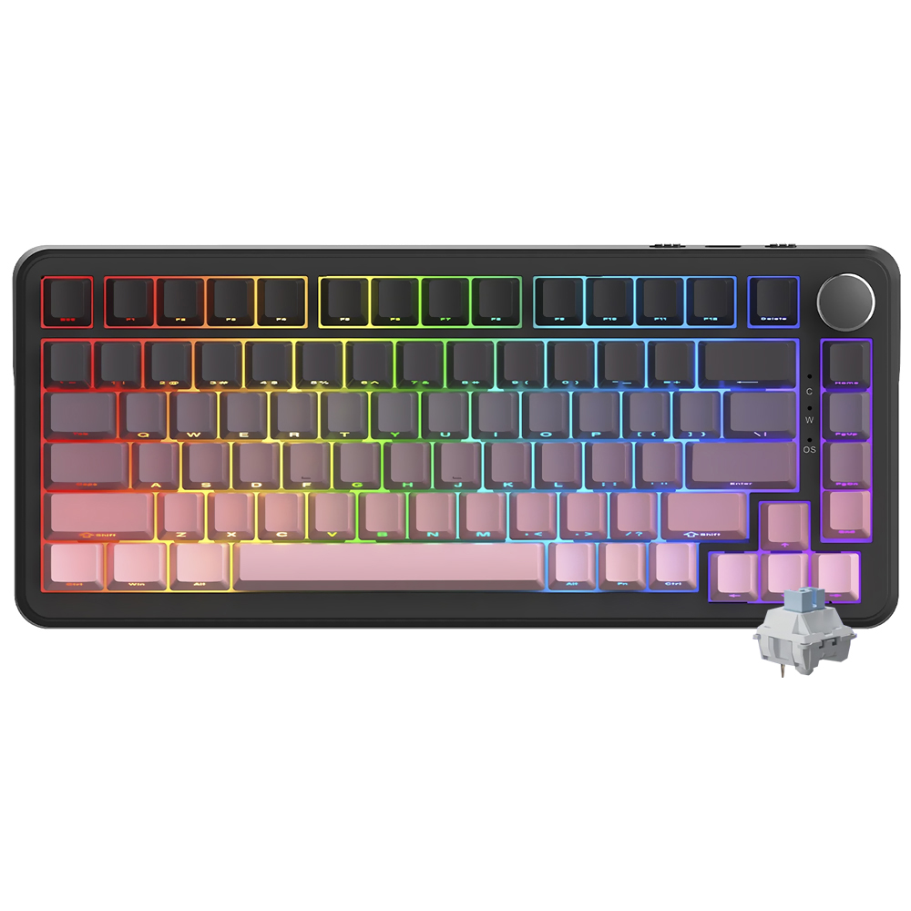 Teclado Gamer Mecânico Ajazz AK820 Max Plus Nacodexx Wireless / RGB / Flying Fish / Inglês - Preto / Rosa (984303)