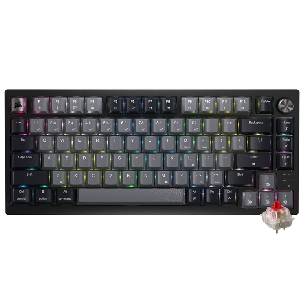 Teclado Gamer Mecânico Corsair K65 Plus Wireless / RGB / MLX Red / Inglês - Preto (CH-91D401L-NA)