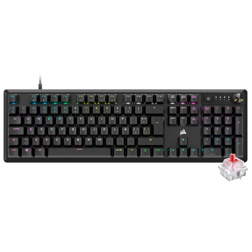 Teclado Gamer Mecânico Corsair K70 Core USB / RGB / RED / Espanhol - Preto (CH-910971E-SP)