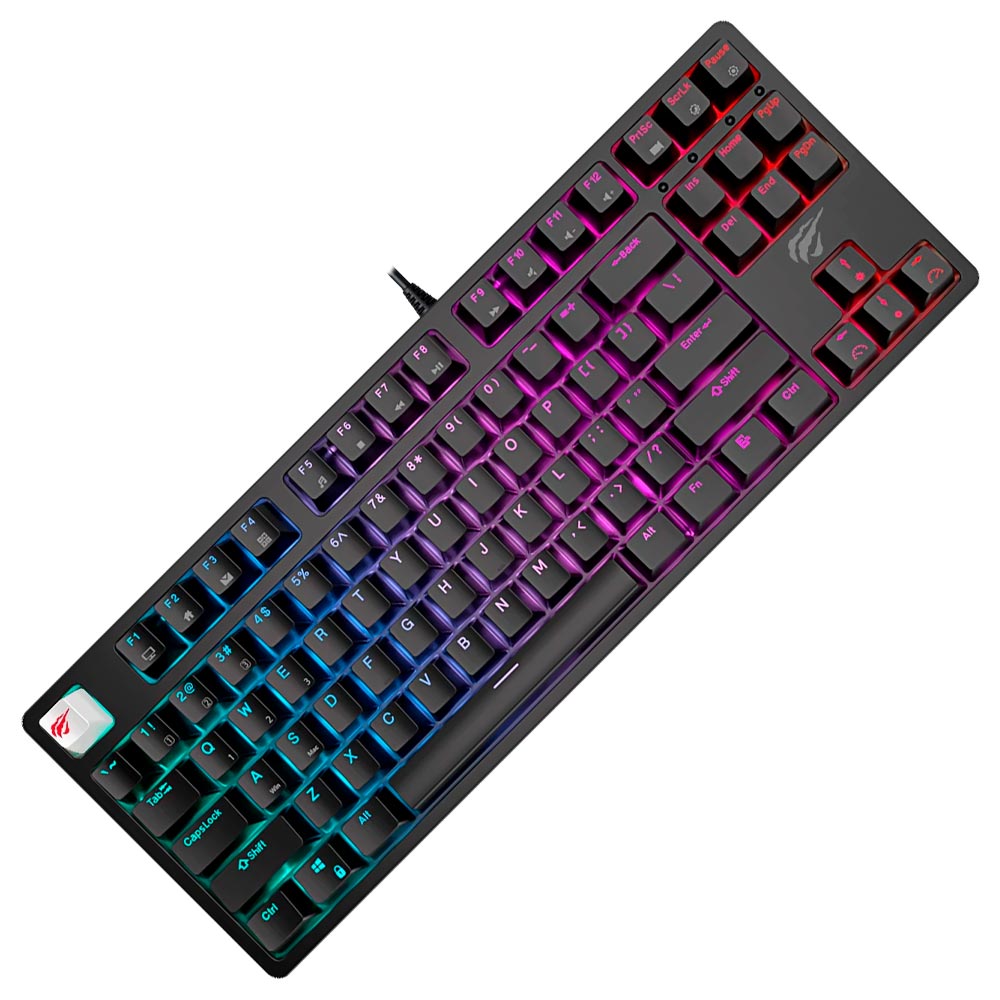 Teclado Gamer Mecânico Havit Gamenote HV-KB890L USB / RGB / Blue / Inglês - Preto