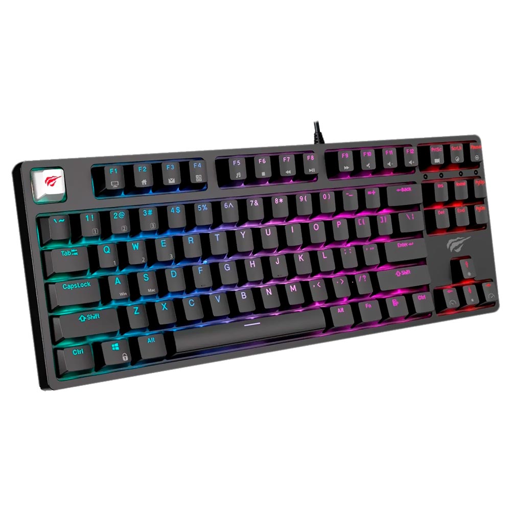 Teclado Gamer Mecânico Havit Gamenote HV-KB890L USB / RGB / Blue / Inglês - Preto