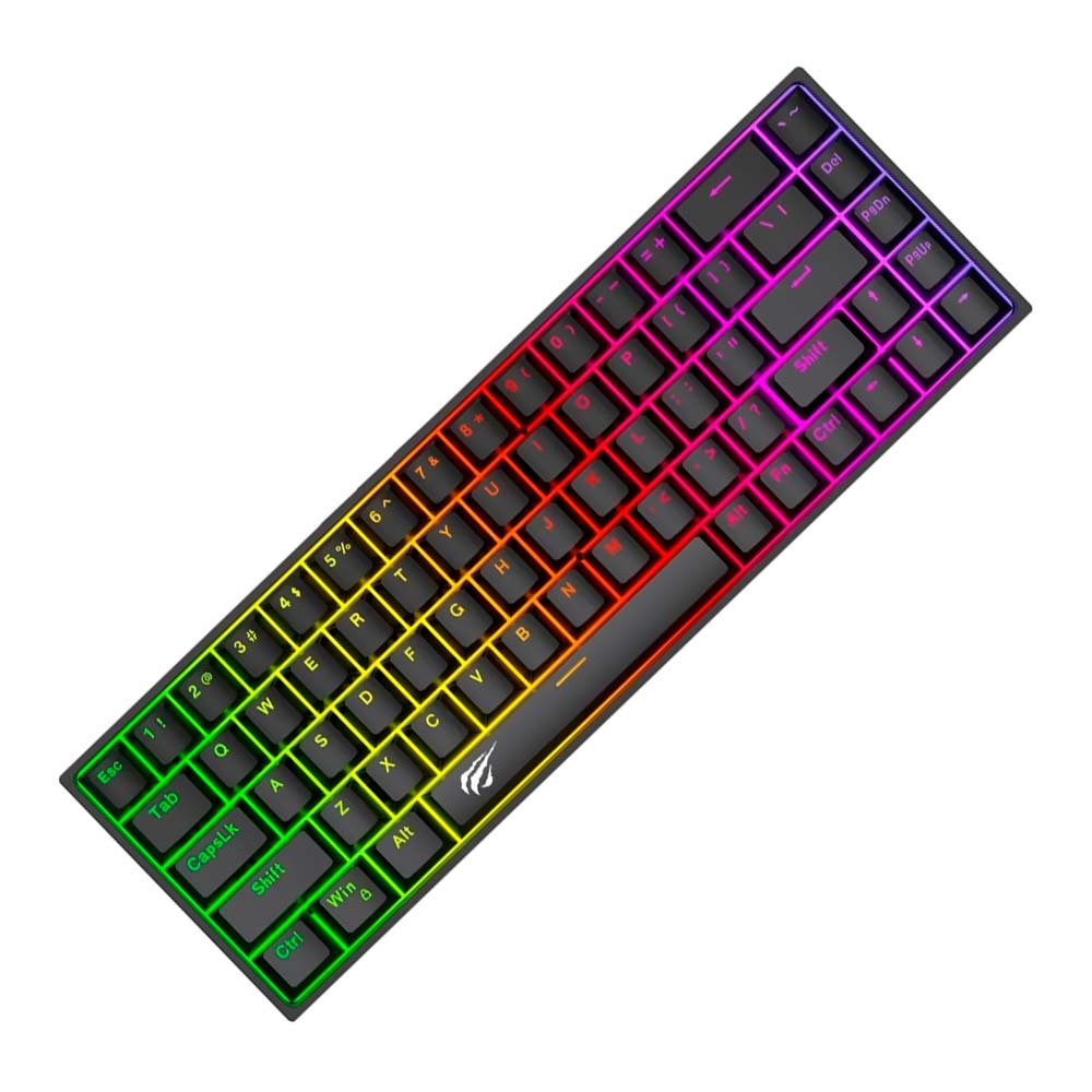 Teclado Gamer Mecânico Havit Gamenote Mini HV-KB881L USB / RGB / Red / Inglês - Preto