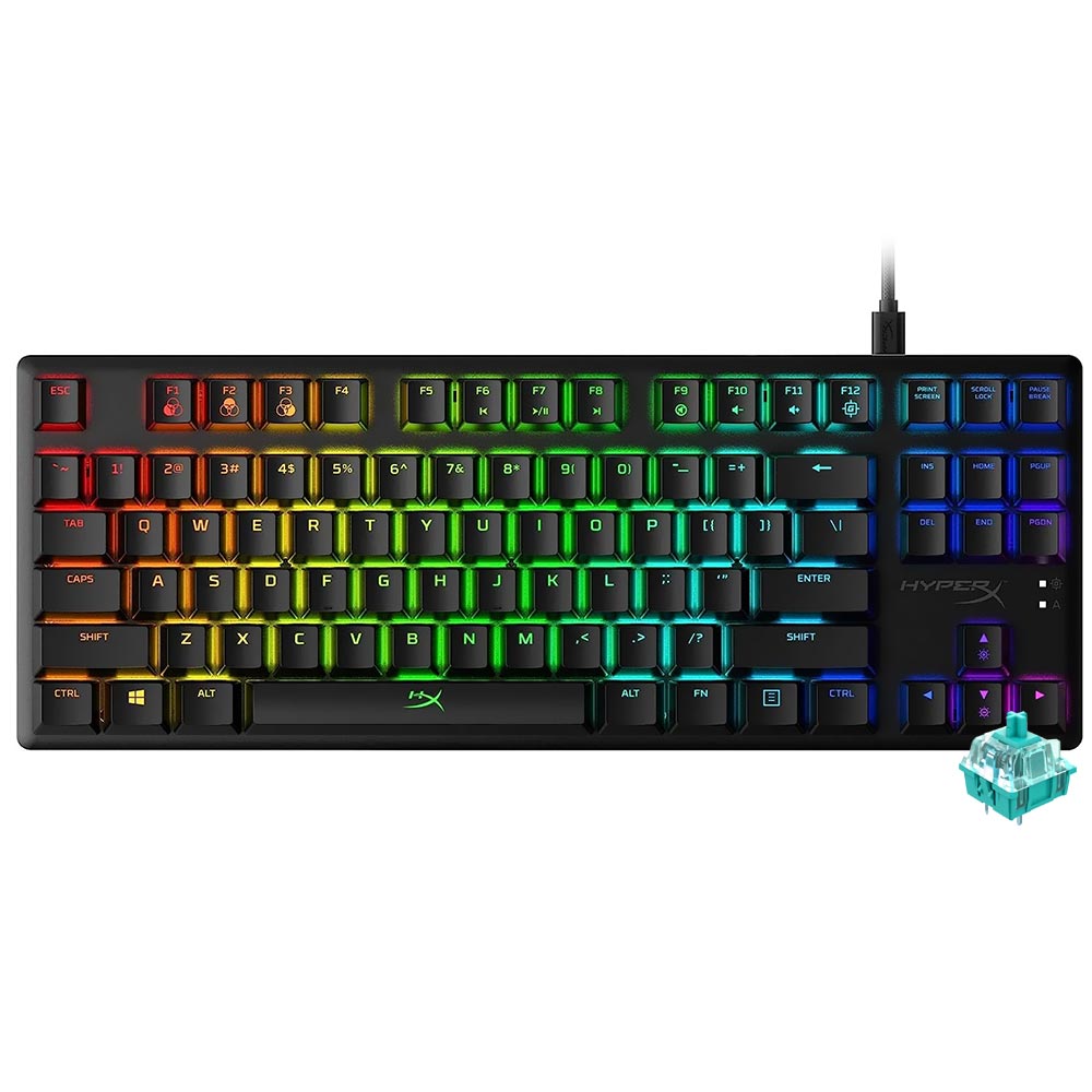 Teclado Gamer Mecânico HP Hyperx Alloy Origins Core USB / RGB / Aqua / Inglês - Preto (4P5P1AA#ABA)