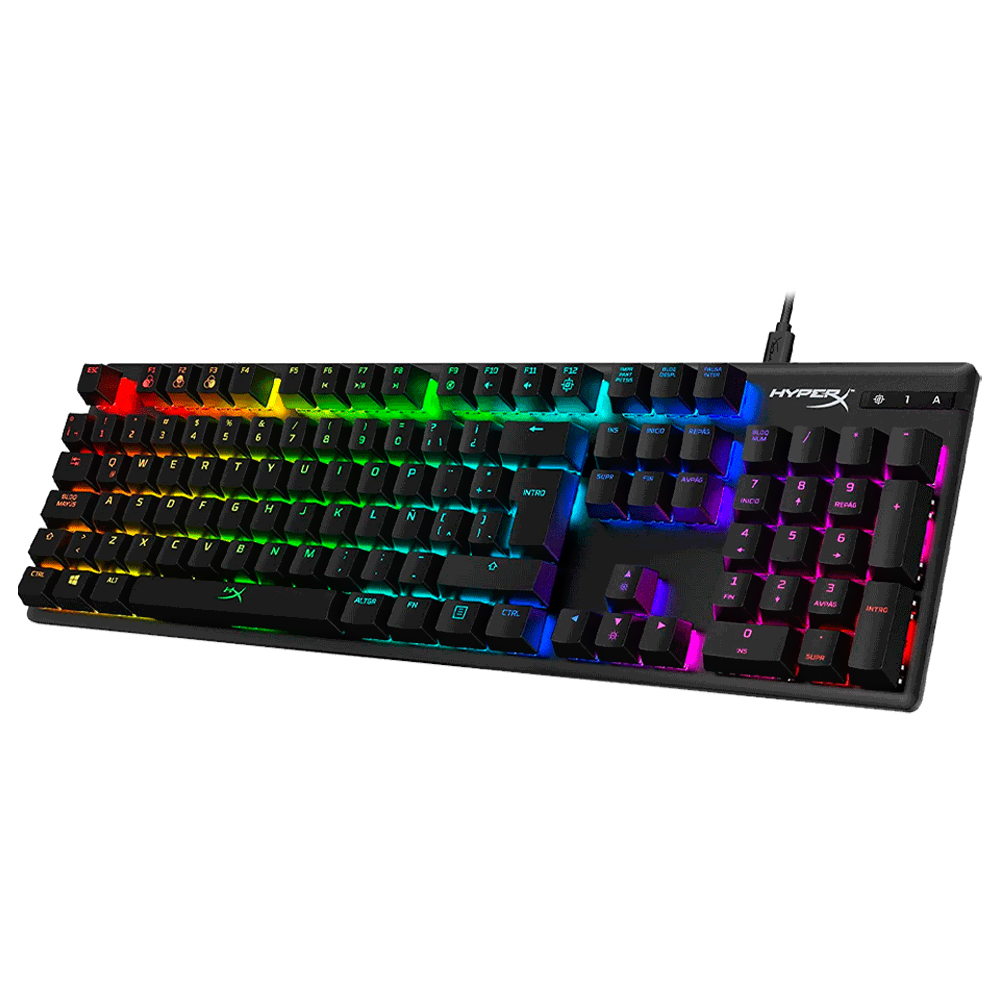 Teclado Gamer Mecânico Hyperx Alloy Origins USB / RGB / RED / Espanhol - Preto (4P4F6AI#AC8)