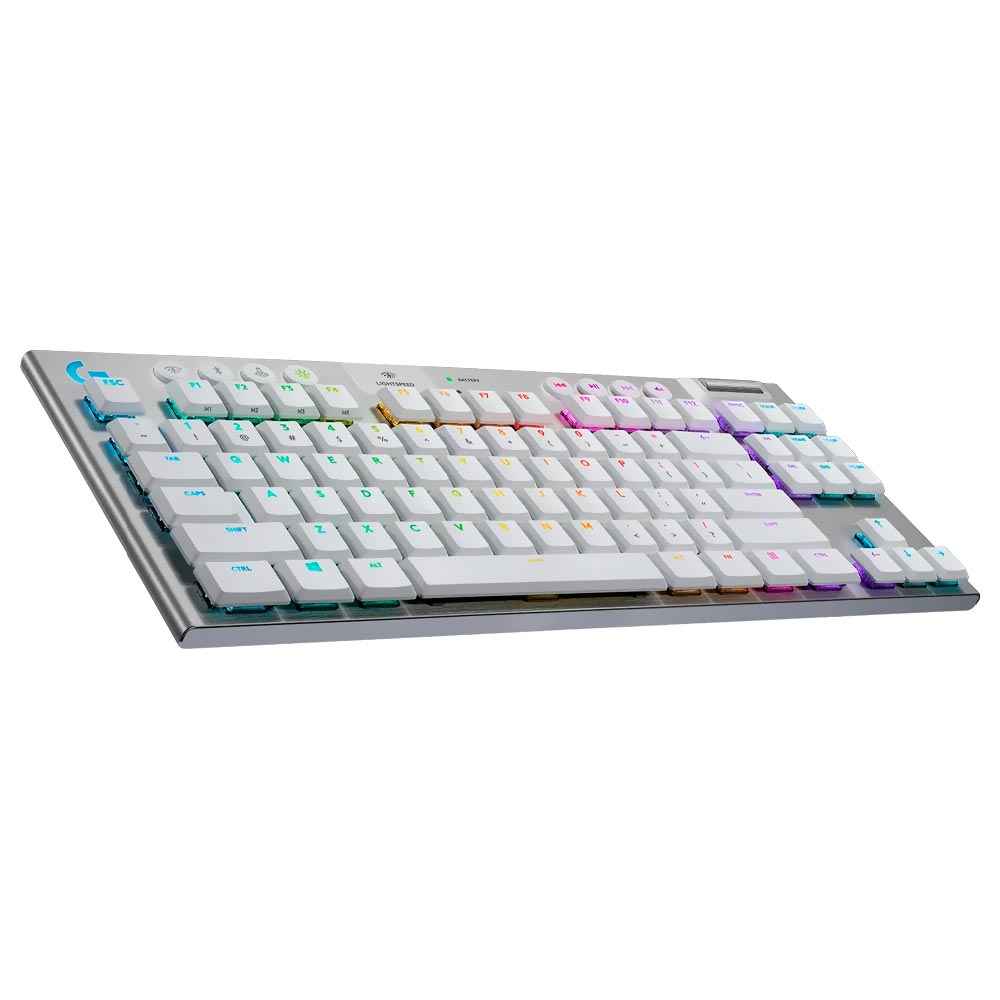Teclado Gamer Mecânico Logitech G915 TKL Wireless / RGB / Inglês - Branco (920-009660)
