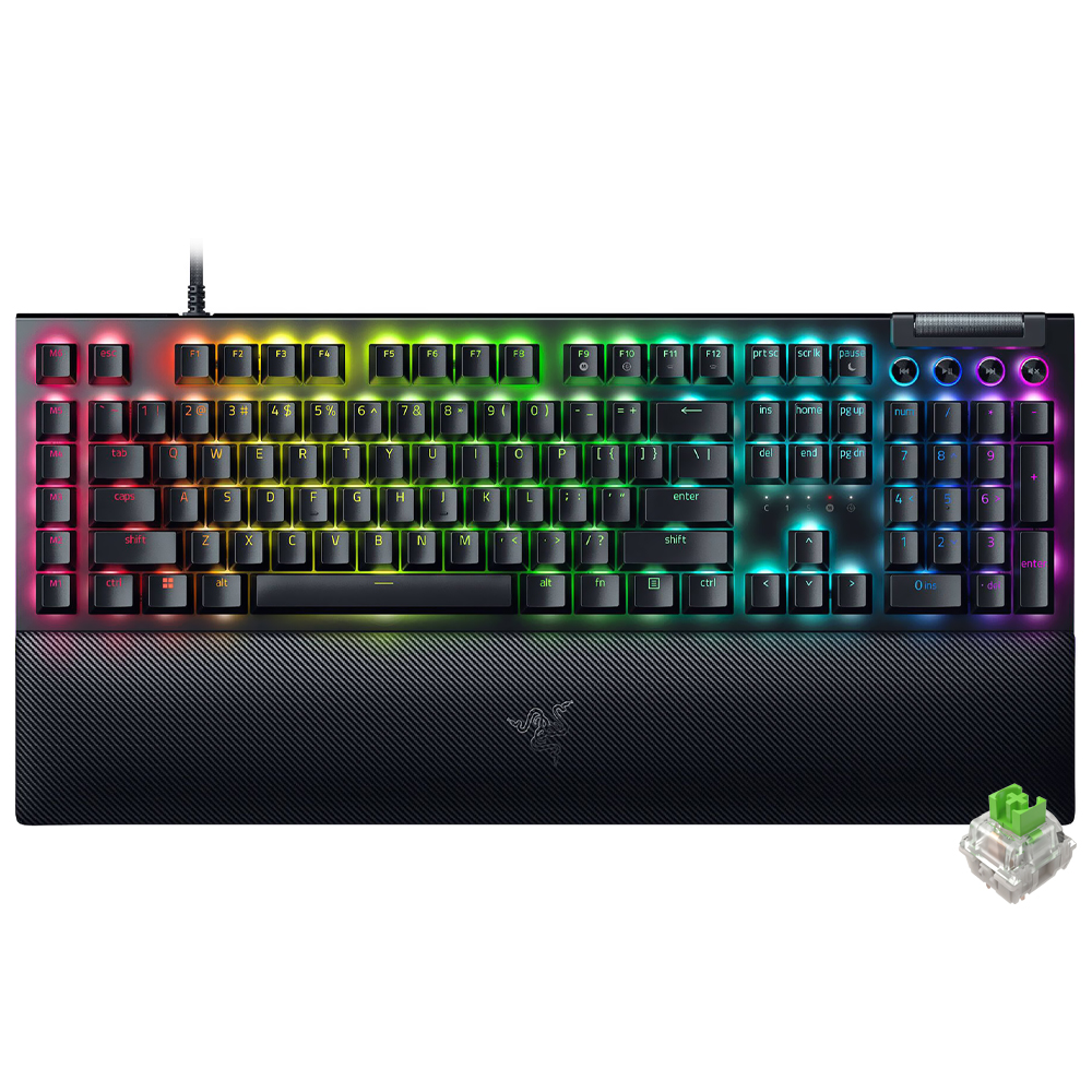 Teclado Gamer Mecânico Razer Blackwidow V4 USB / RGB / Green / Inglês - Preto (RZ03-04690200-R3U1)