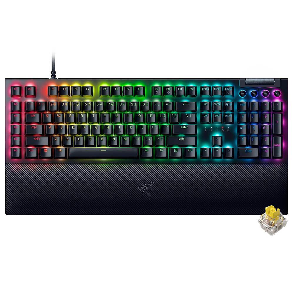 Teclado Gamer Mecanico Razer Blackwidow V4 USB / RGB / Yellow / Ingles - Preto (RZ03-04691900-R3U1)