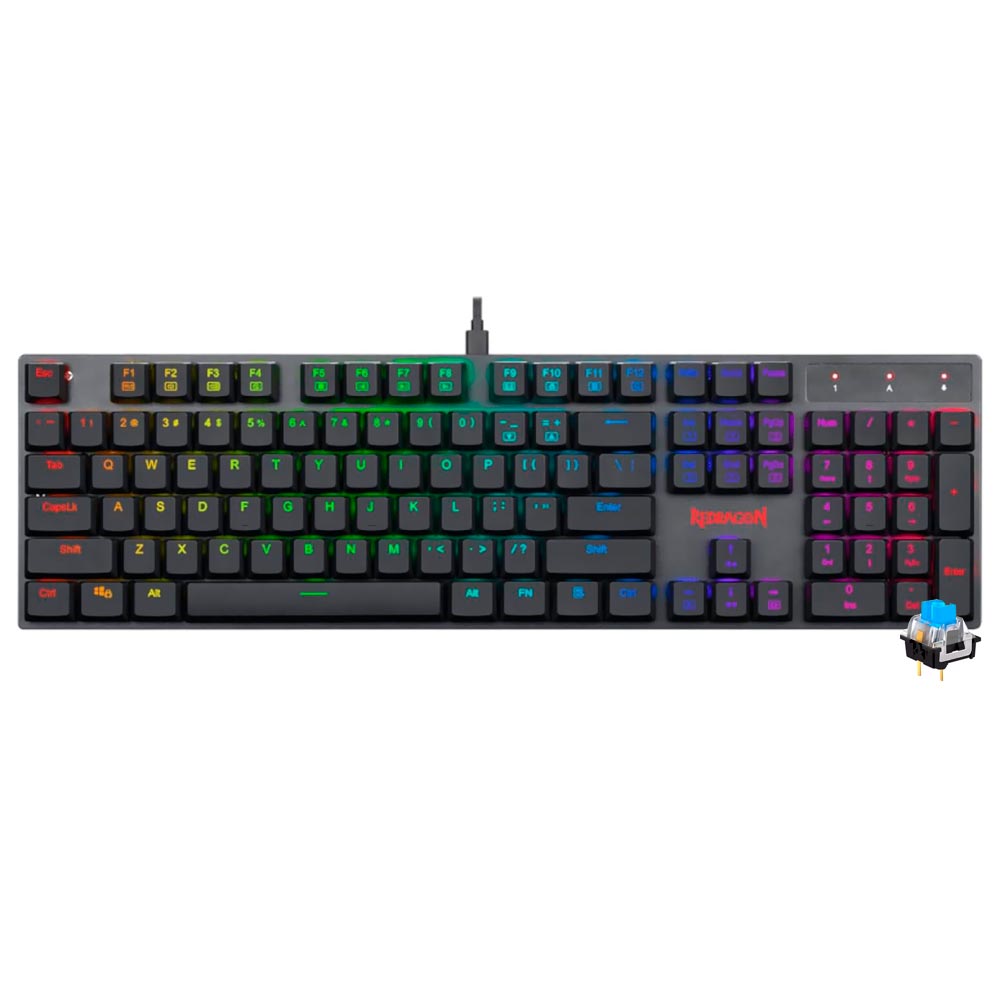 Teclado Gamer Mecânico Redragon K535-KB APAS USB / RGB / Blue / Inglês - Preto