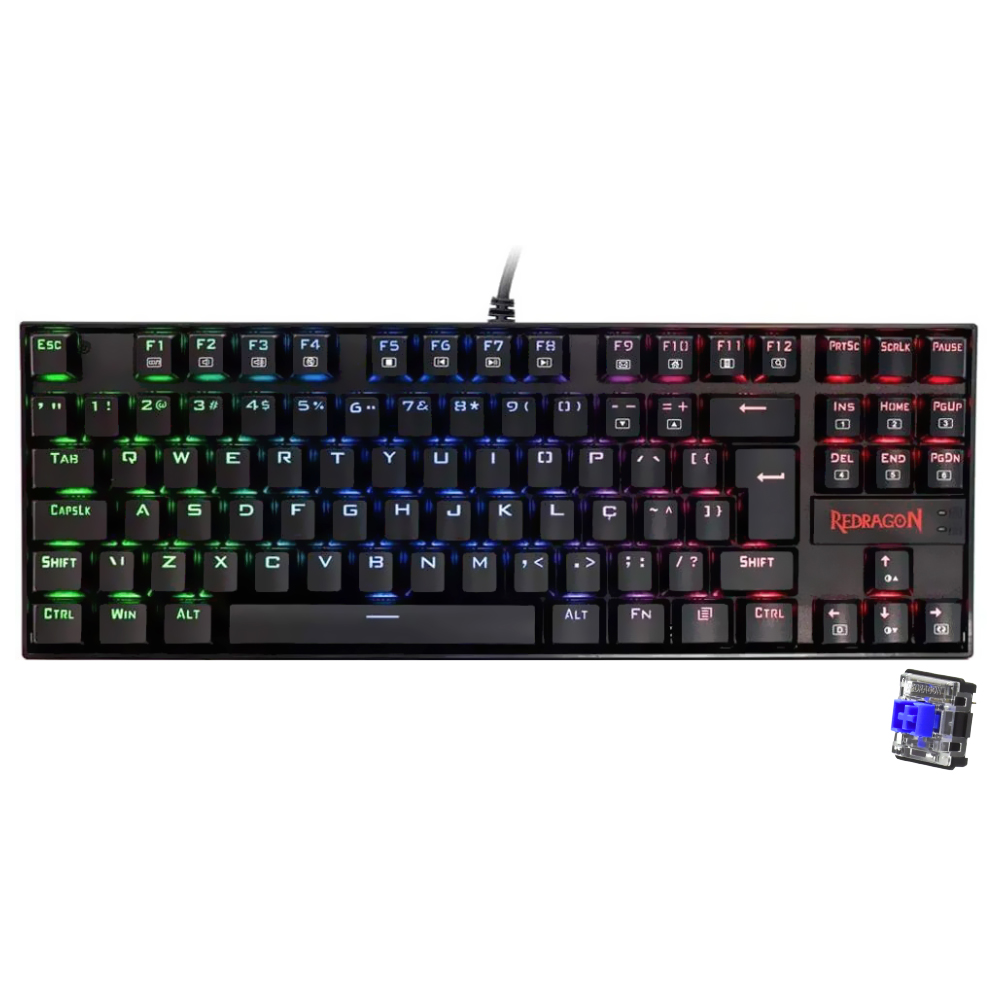 Teclado Gamer Mecânico Redragon K552RGB-1 Kumara USB / RGB / Português - Preto