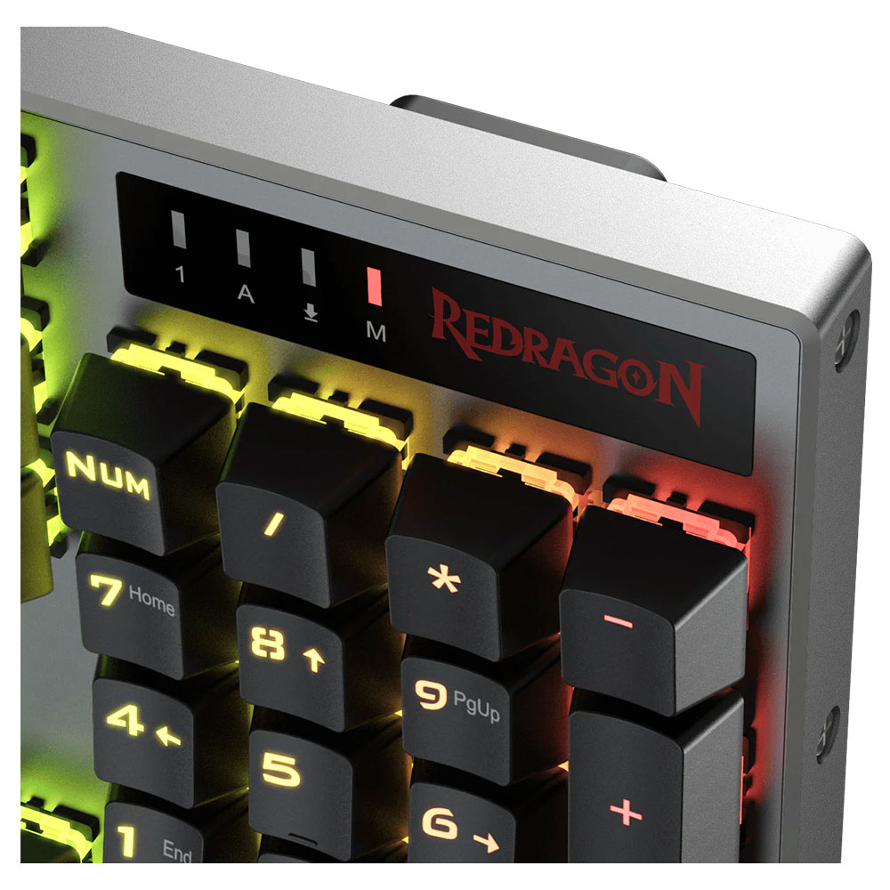 Teclado Gamer Mecânico Redragon K556RGB-PRO Dharma Pro Wireless / RGB / Inglês - Cinza