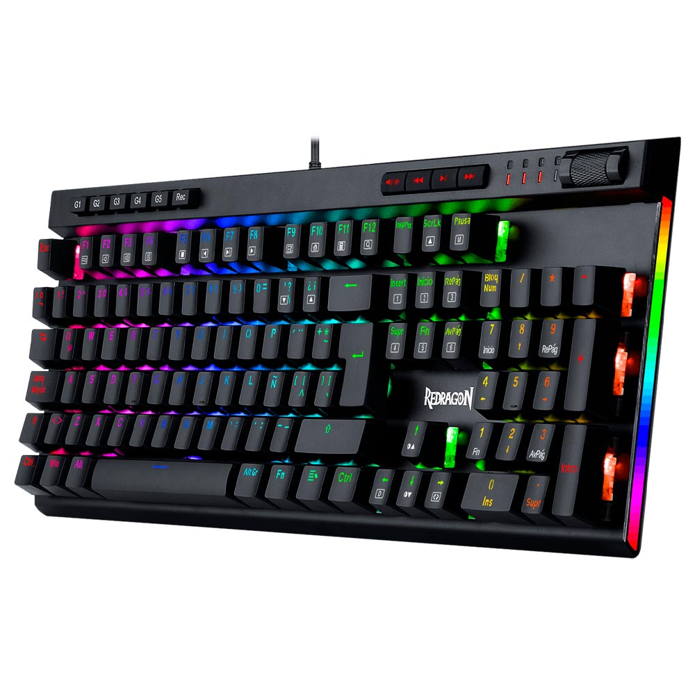 Teclado Gamer Mecânico Redragon K580RGB-PRO Vata Pro USB / RGB / Brown / Espanhol - Preto