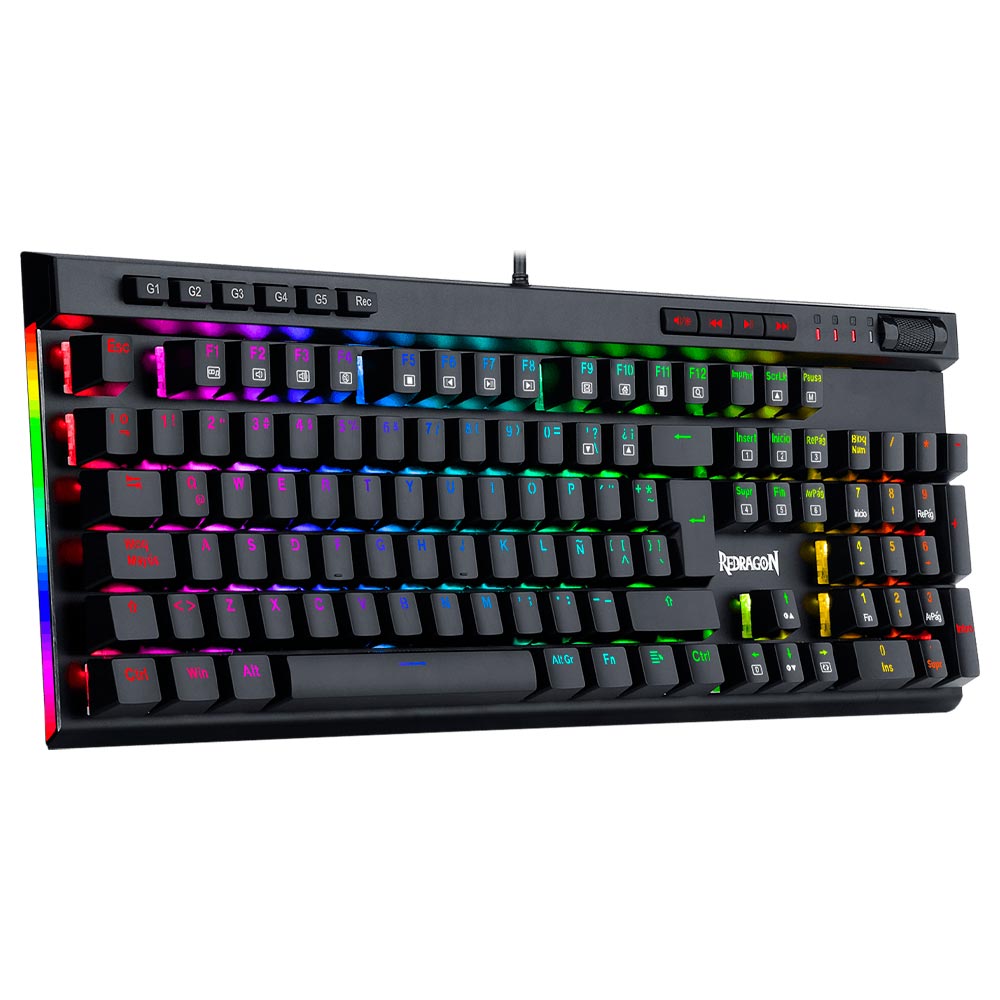 Teclado Gamer Mecânico Redragon K580RGB-PRO Vata Pro USB / RGB / Brown / Espanhol - Preto