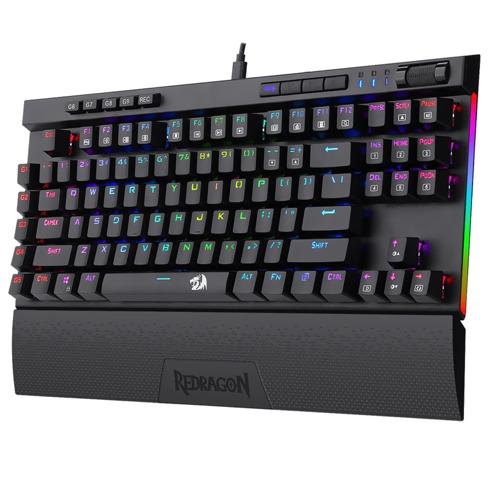 Teclado Gamer Mecânico Redragon K587RGB-PRO Magic-Wand Pro Wireless / RGB / RED / Inglês - Preto