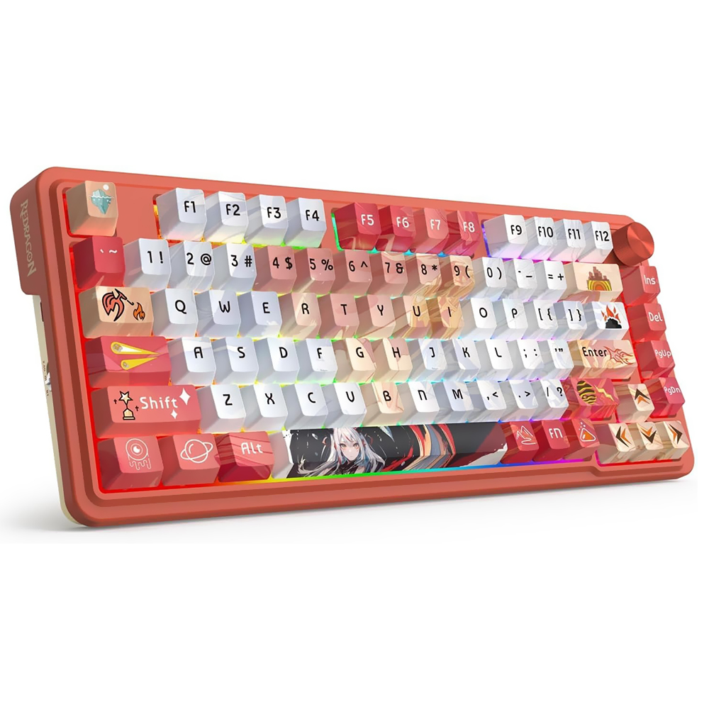 Teclado Gamer Mecânico Redragon K673AK-RGB-PRO Eisa Ucal Pro Wireless / RGB / Inglês - Vermelho